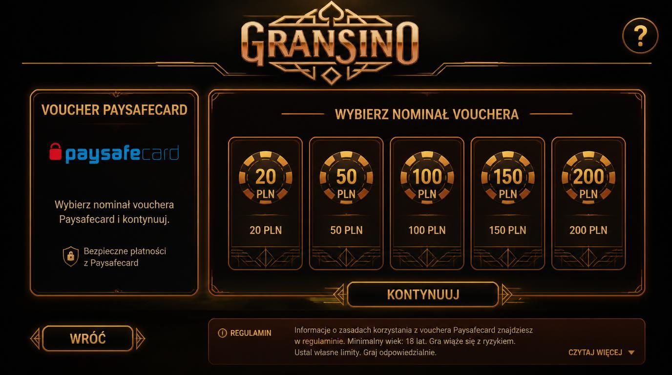 Voucher Paysafecard z nominałami i zakrytymi zasadami regulaminu